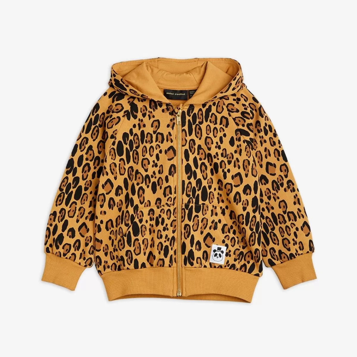 Flash Sale Mini Rodini Basic Leopard Hoodie Med Dragkedja Beige