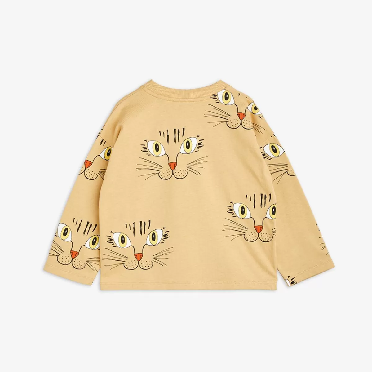 Store Mini Rodini Cat Face Långärmad T-Shirt Beige