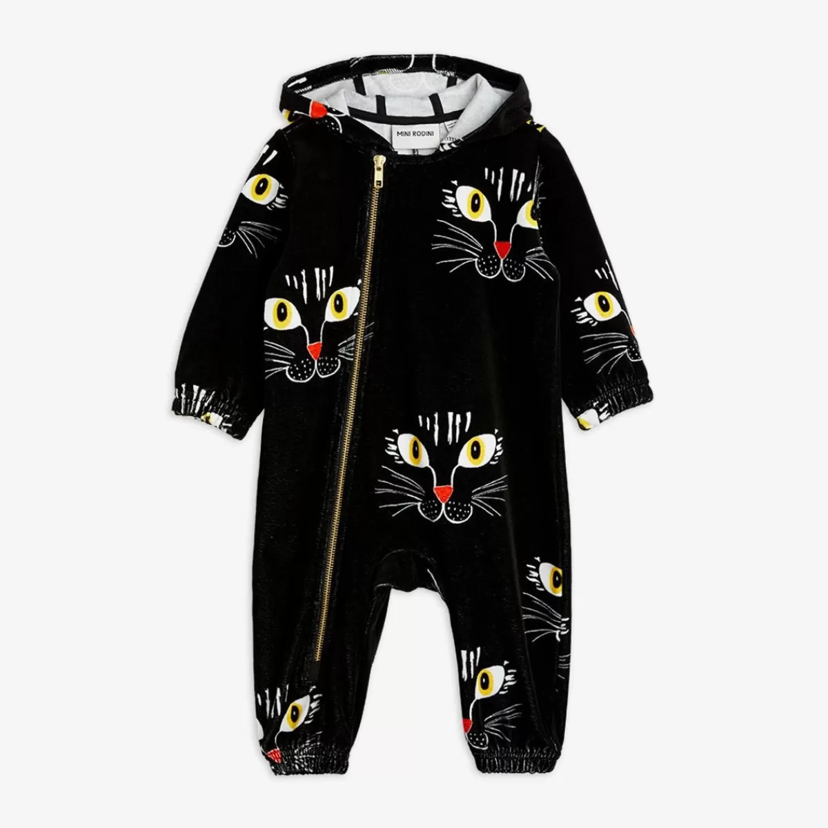 Discount Mini Rodini Cat Face Onesie i Velour