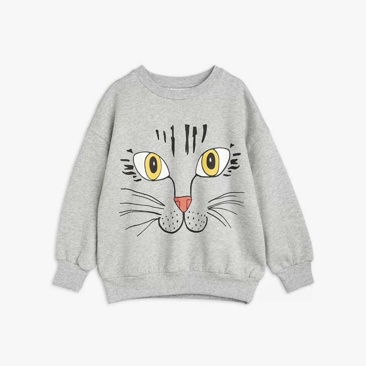 Shop Mini Rodini Cat Face Sweatshirt LjusgrÃ¥