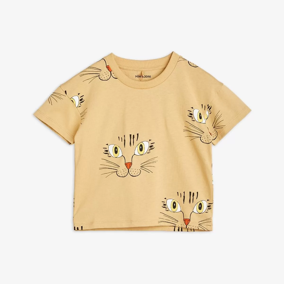 Flash Sale Mini Rodini Cat Face T-Shirt Beige