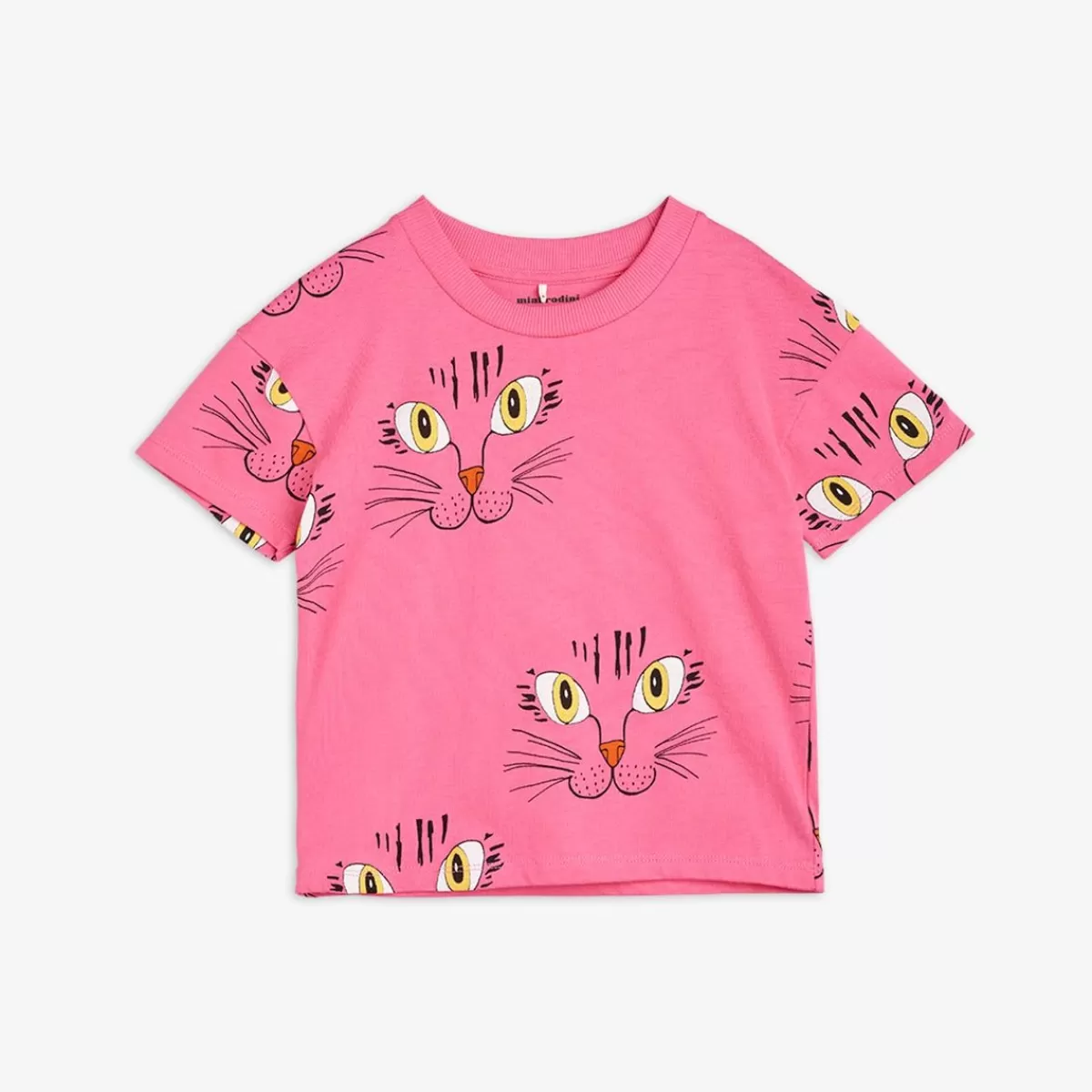 New Mini Rodini Cat Face T-Shirt Rosa