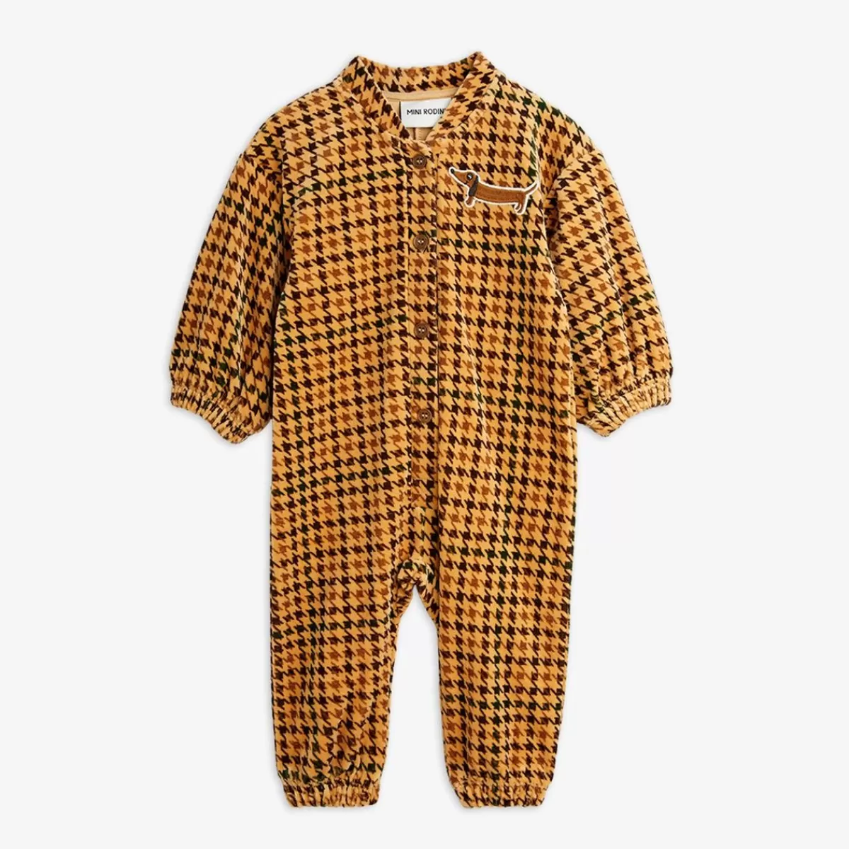 Best Mini Rodini Dog Broderad Velourjumpsuit för Baby