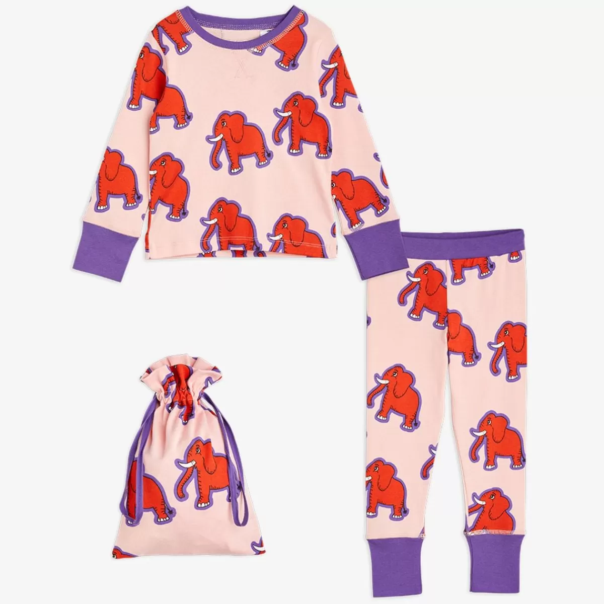 New Mini Rodini 4 Elephant Pyjamas Set Rosa