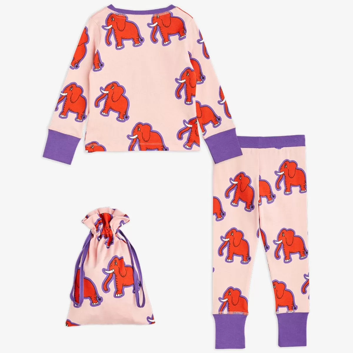 New Mini Rodini 4 Elephant Pyjamas Set Rosa