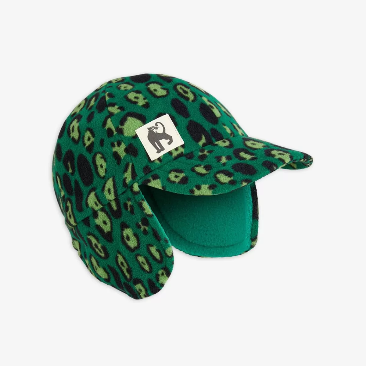 Shop Mini Rodini Leopard fleece cap Green