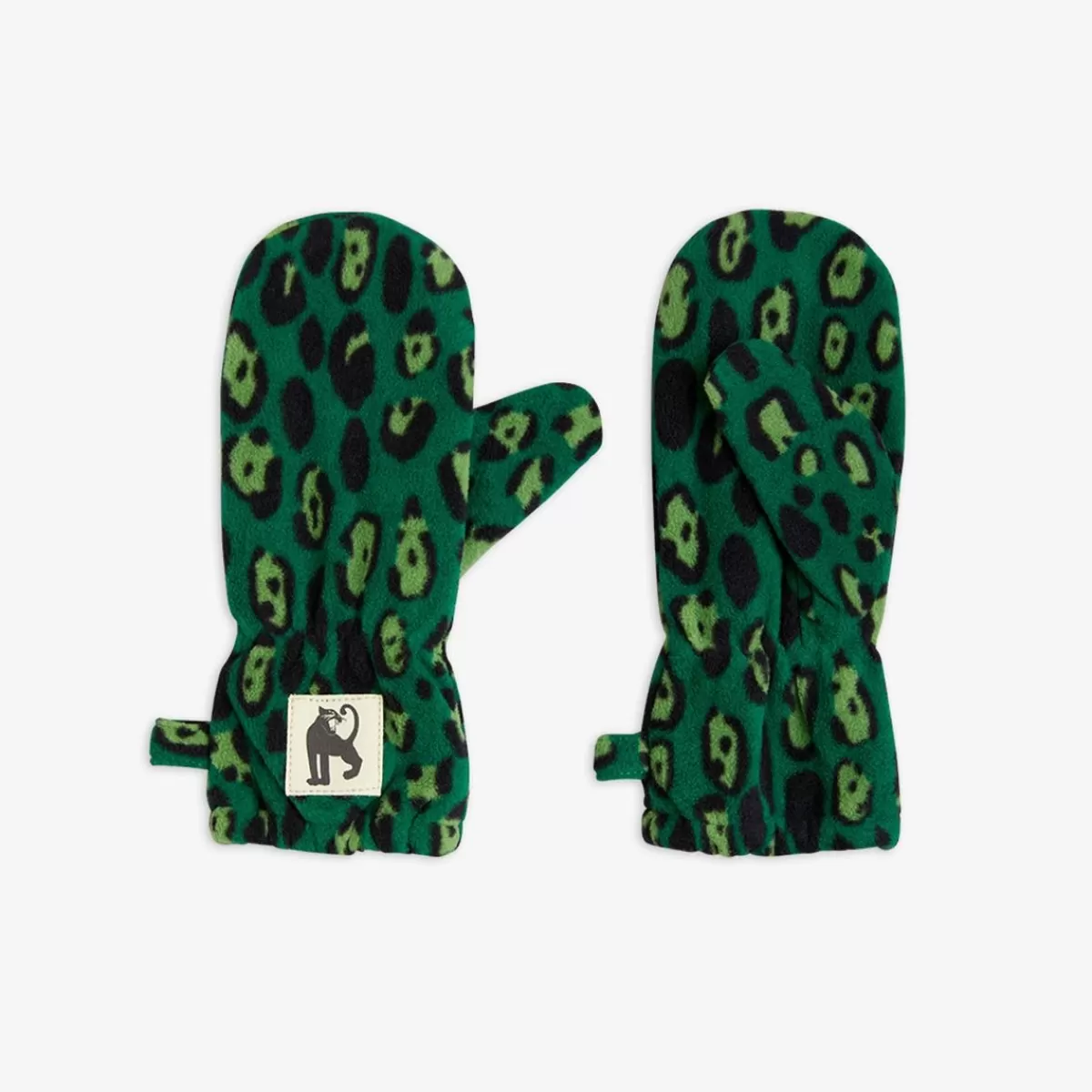 Shop Mini Rodini Leopard fleecevantar Green