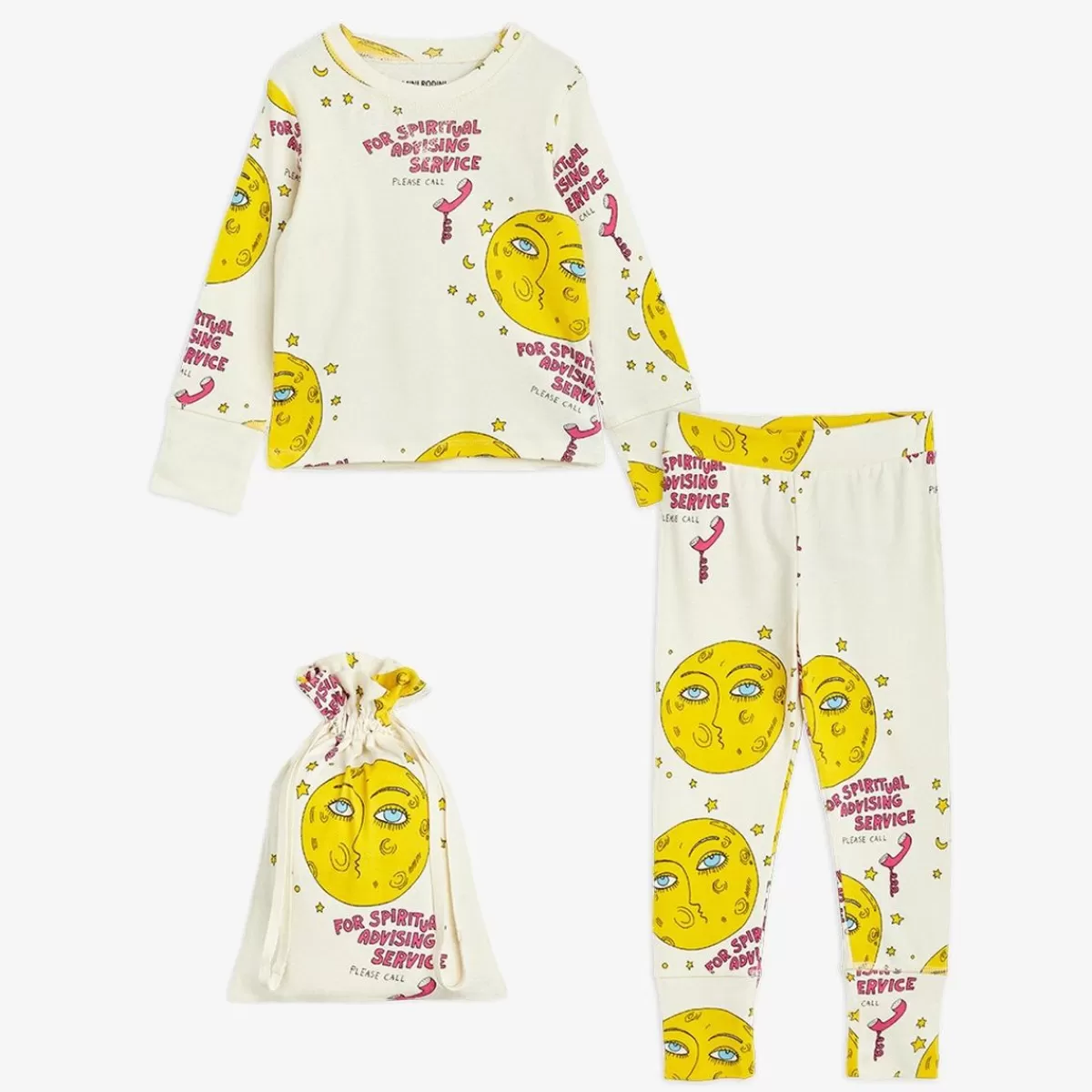 Shop Mini Rodini Moon Pyjamas Set Offwhite