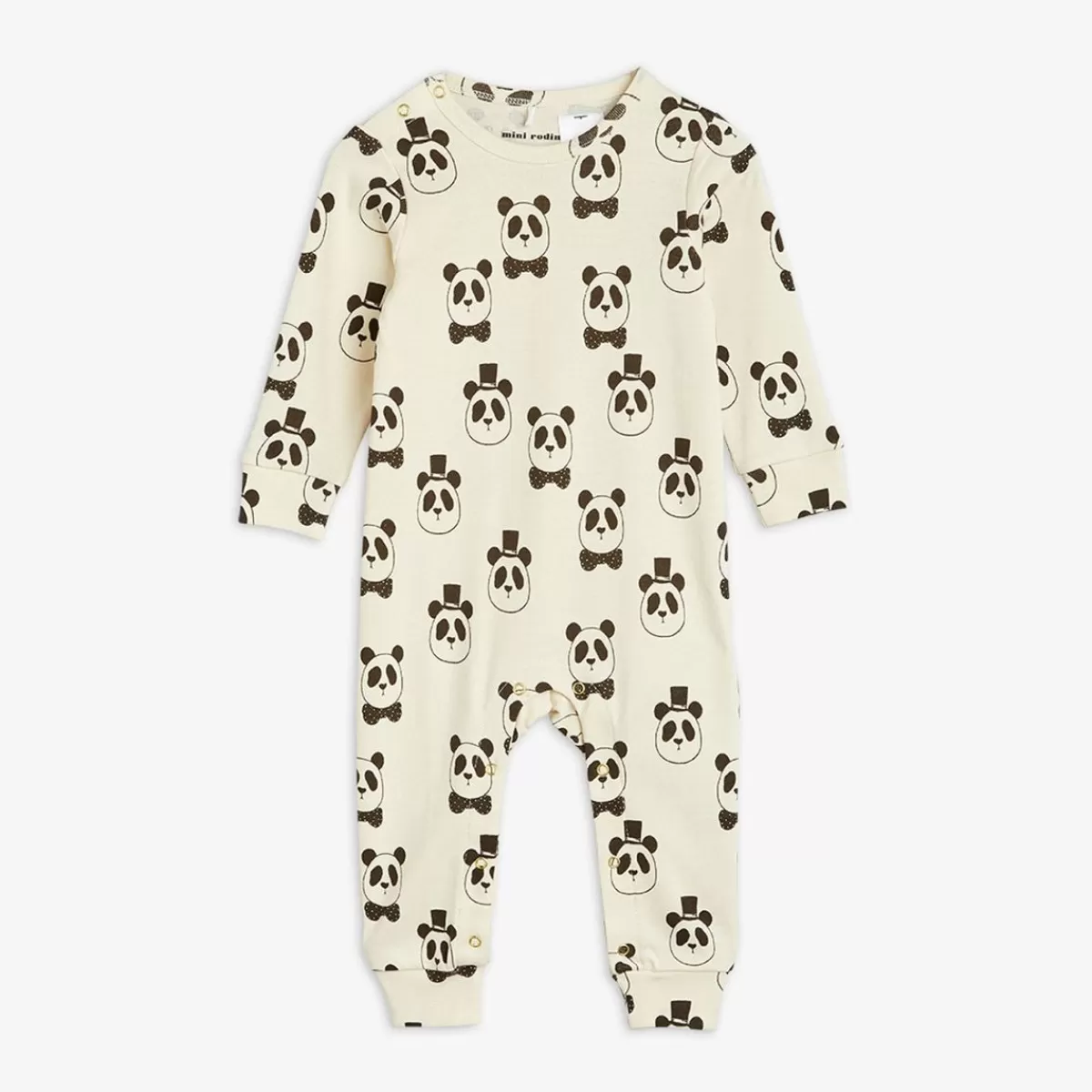 Clearance Mini Rodini Panda Baby Jumpsuit Offwhite