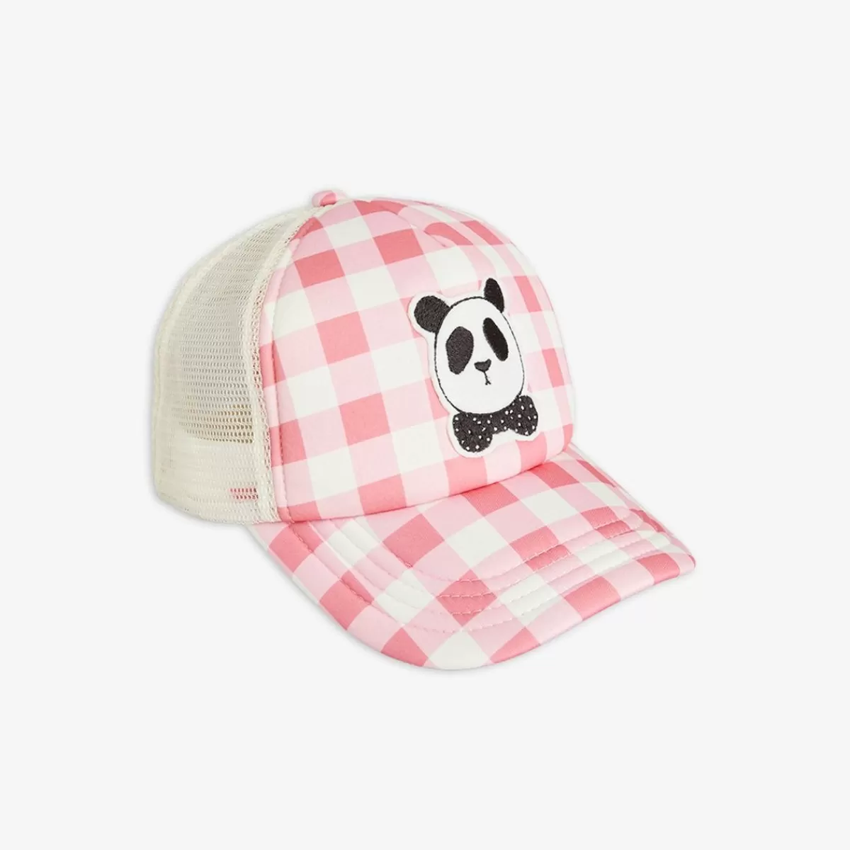 Sale Mini Rodini Panda Gingham Check Keps Rosa