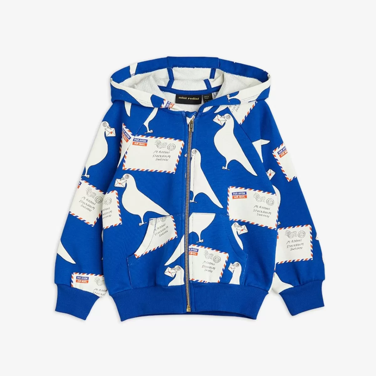 Shop Mini Rodini Pigeons Hoodie med Dragkedja