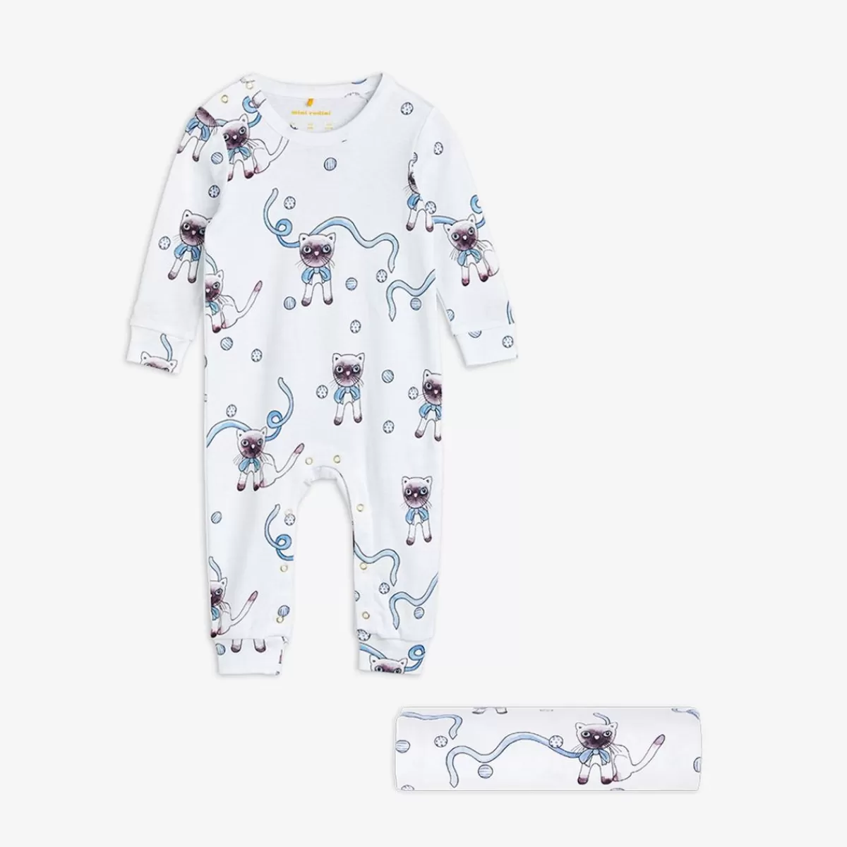 New Mini Rodini Siamese Cat Jumpsuit och Babyfilt set