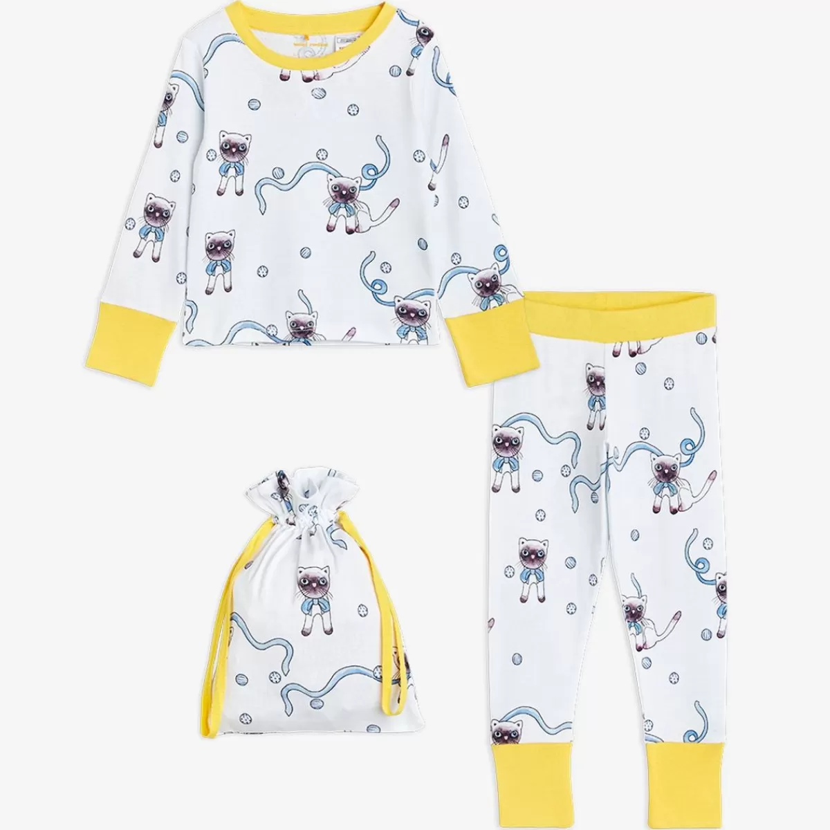 Fashion Mini Rodini Siamese Cat Pyjamasset Vit