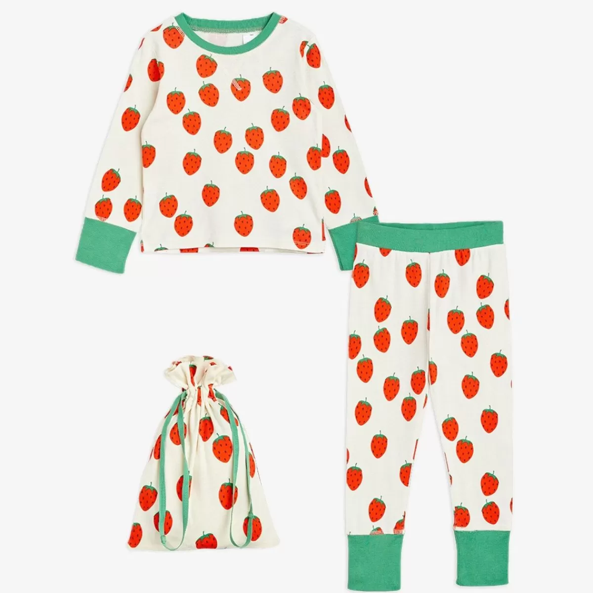 Cheap Mini Rodini Strawberries Pyjamas Set Offwhite