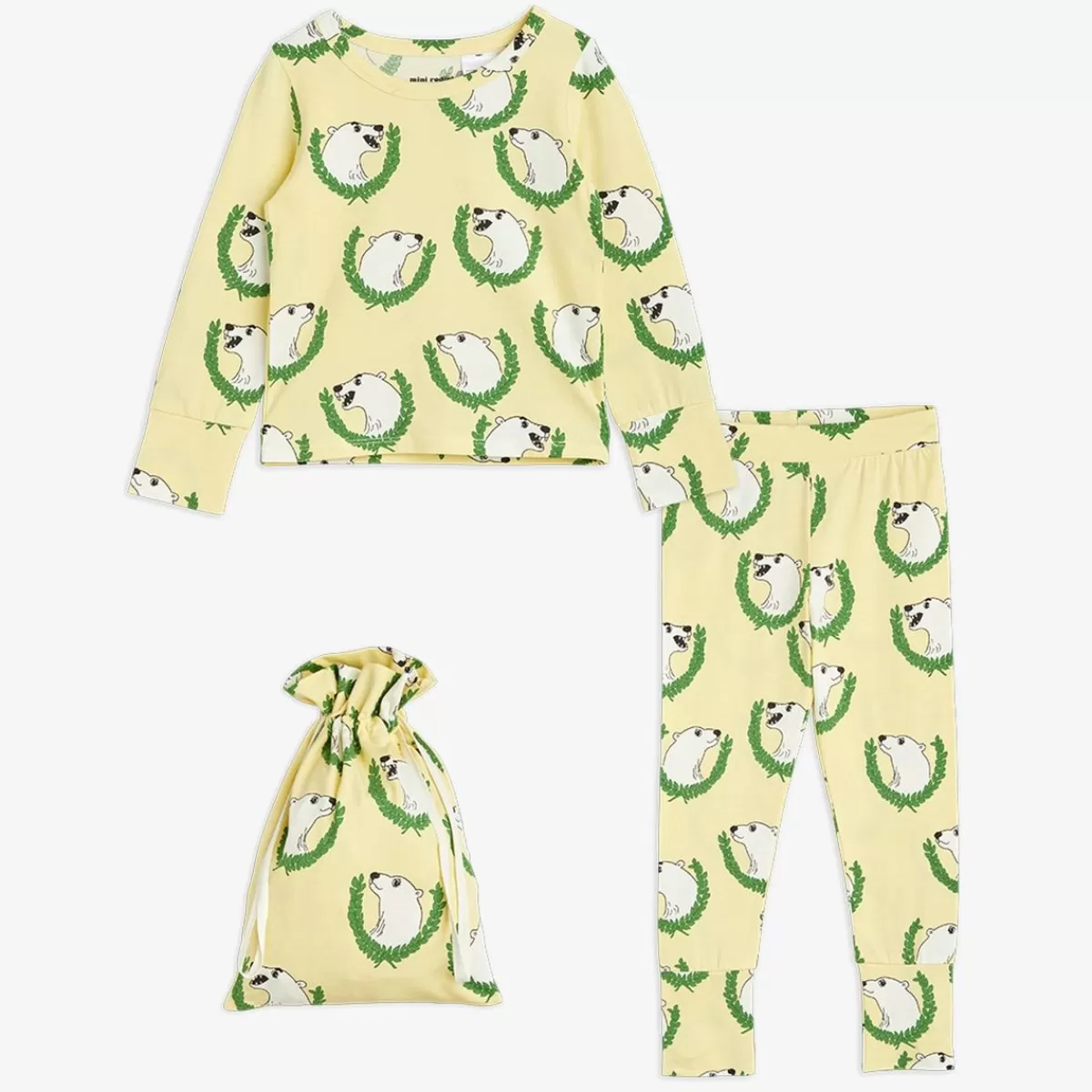 Discount Mini Rodini Upcyclat Polar Bear Pyjamas Set Yellow